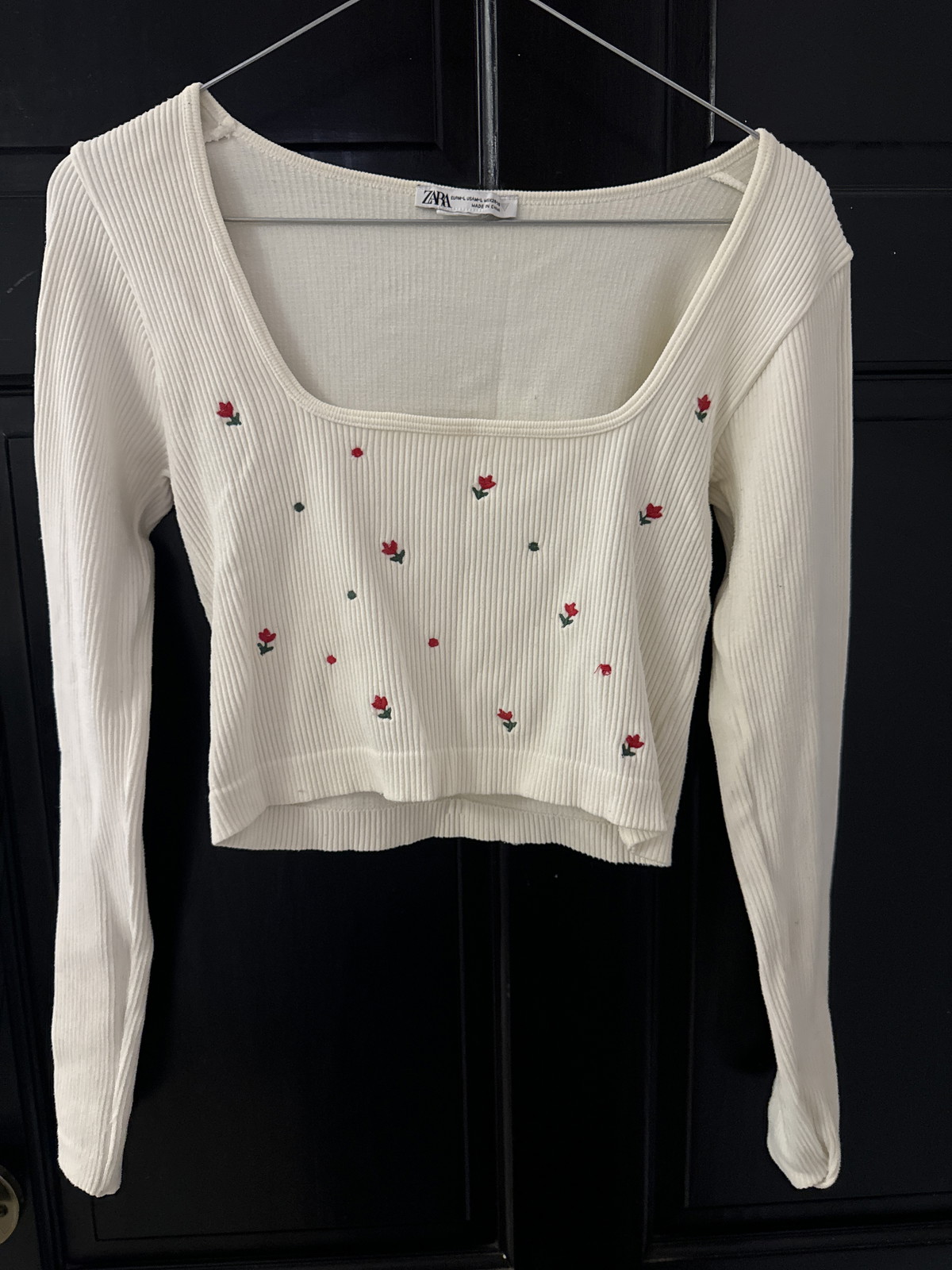 Top Corto Zara Bordado Flores